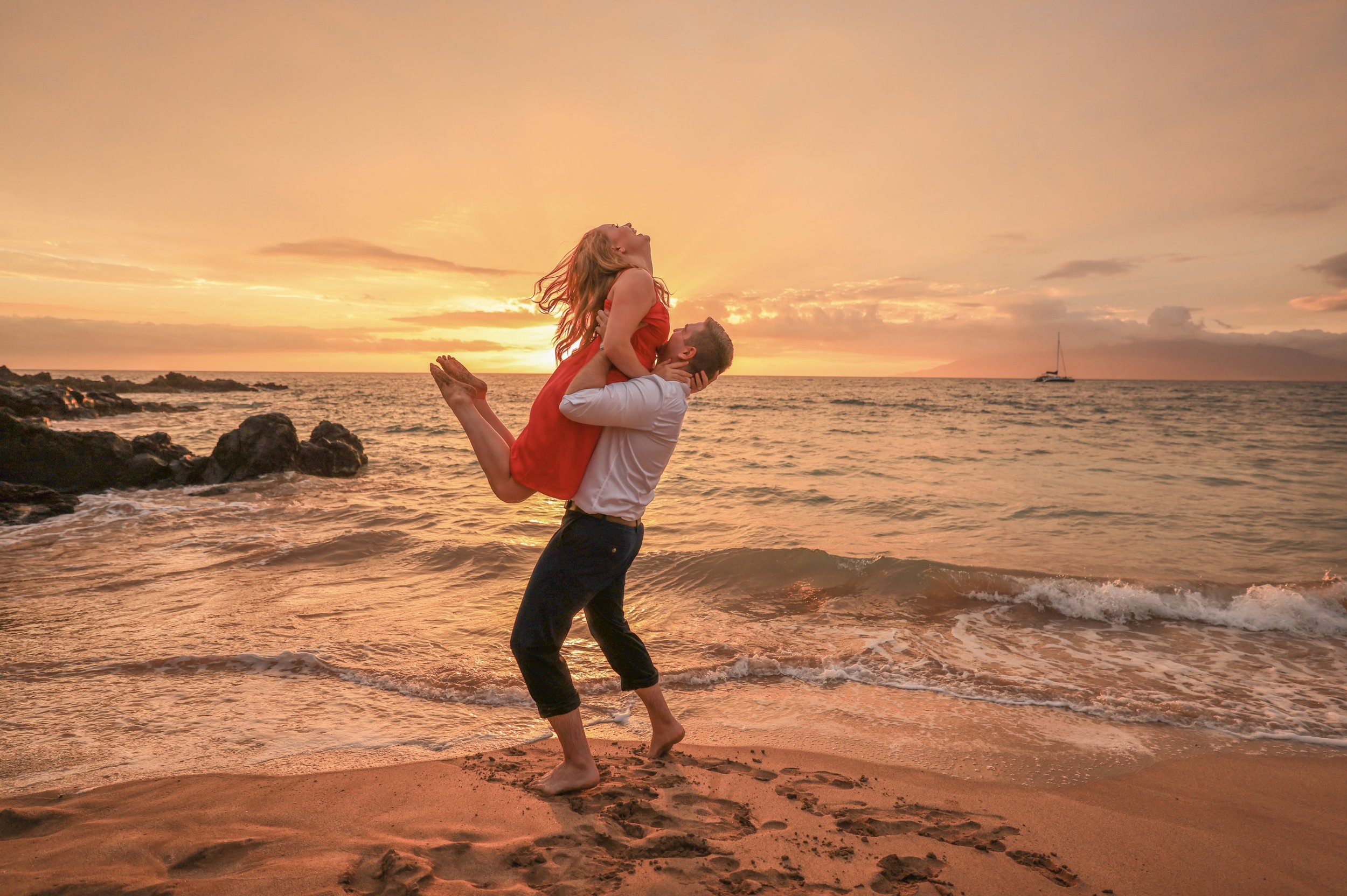 A surprise engagement moment captured by Wailea Photo in Maui