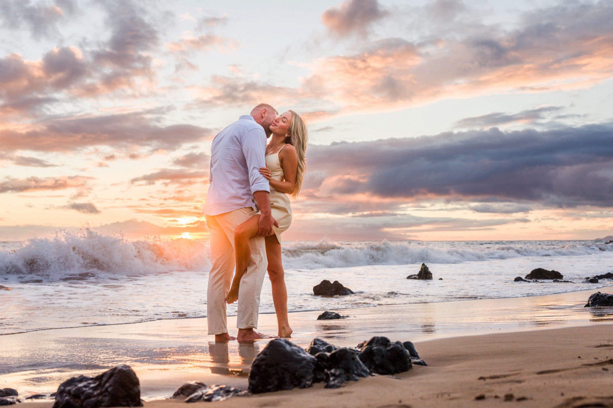 Engagement portrait photographed by Wailea Photo in Maui