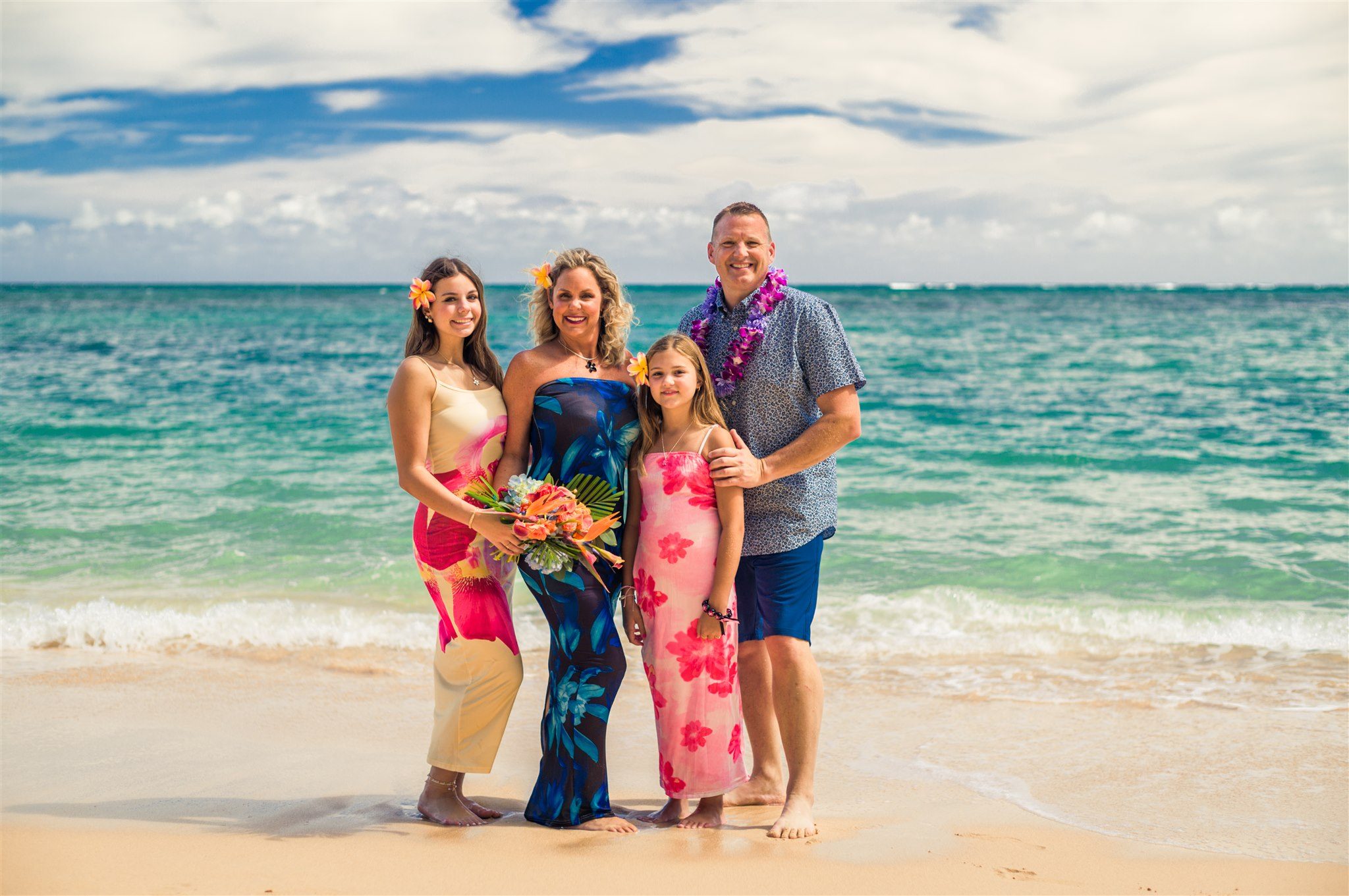 Floral arrangement at Maui's turquoise water beach