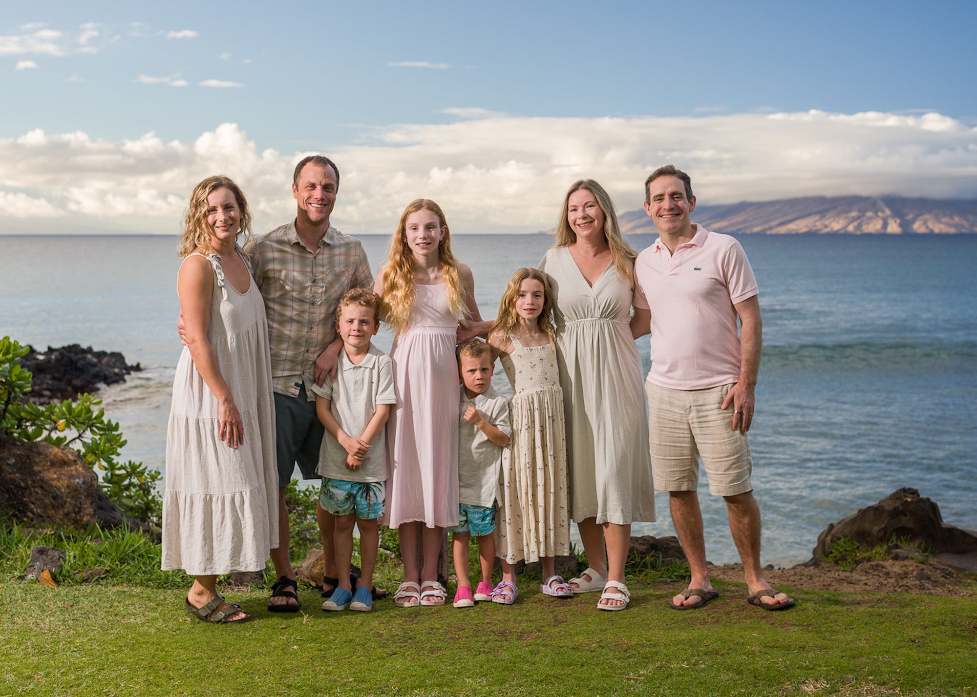 A family portrait session photographed during the Light and Bright session in Wailea