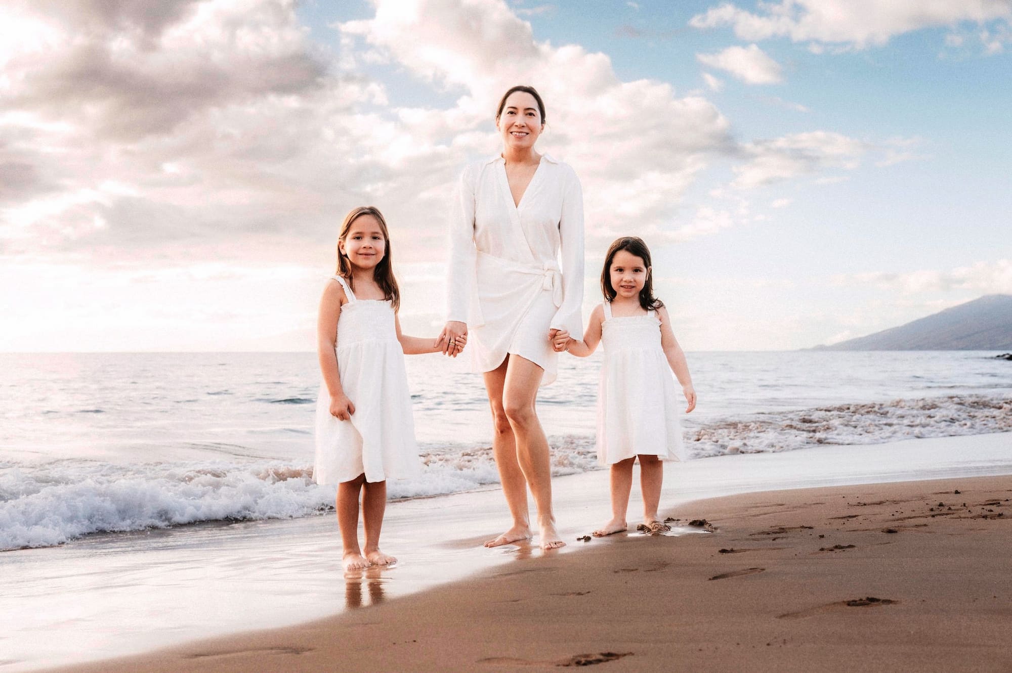 A trio portrait session during the First Half of Sunset in Wailea