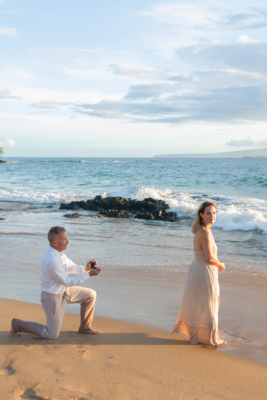 Surprise engagement photographed at the Andaz Maui