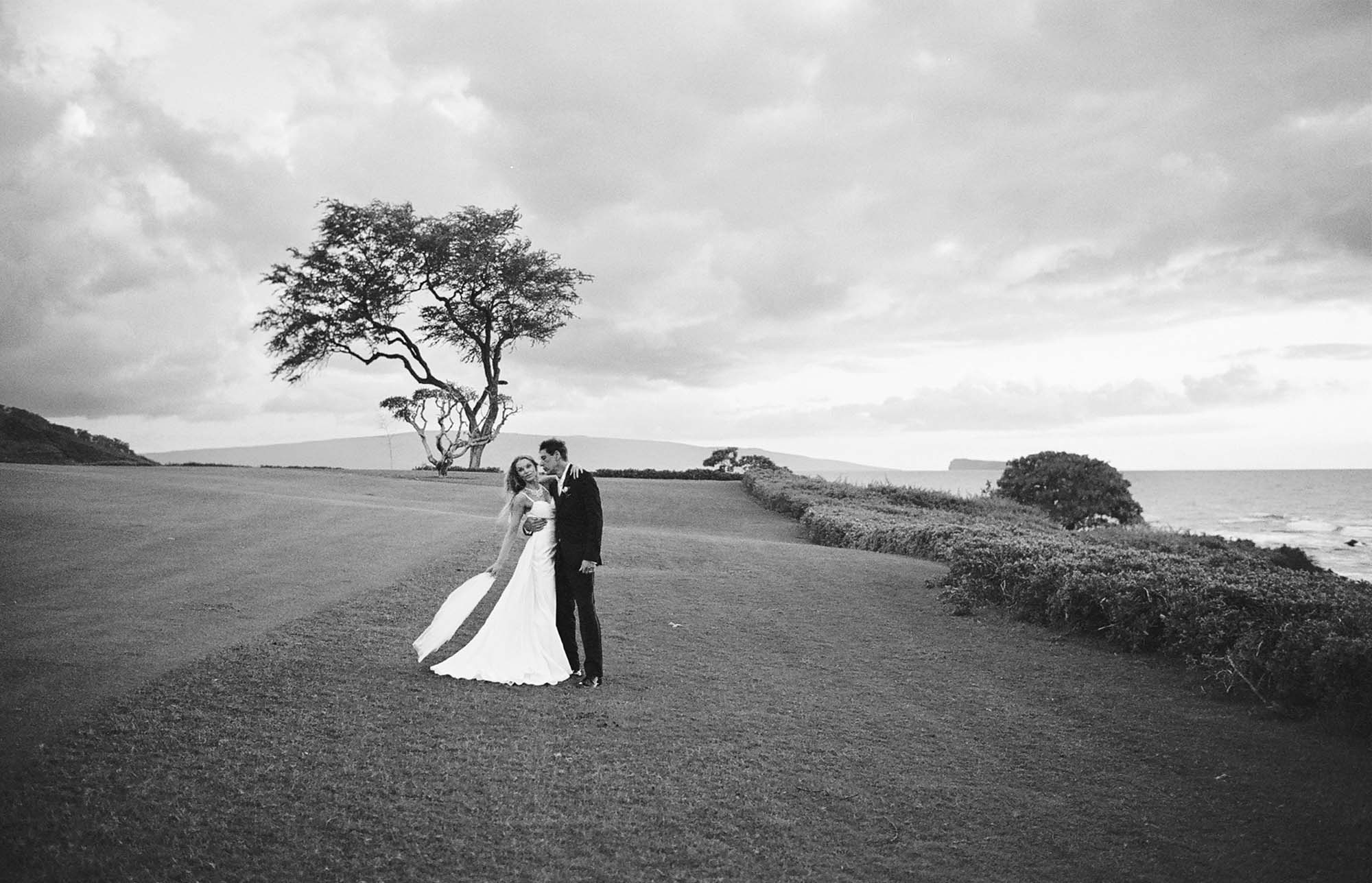 A cinematic wedding portrait photographed by Wailea Photo in Maui